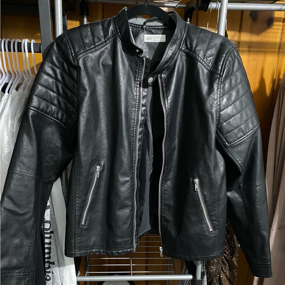 H&M black faux leather jacket